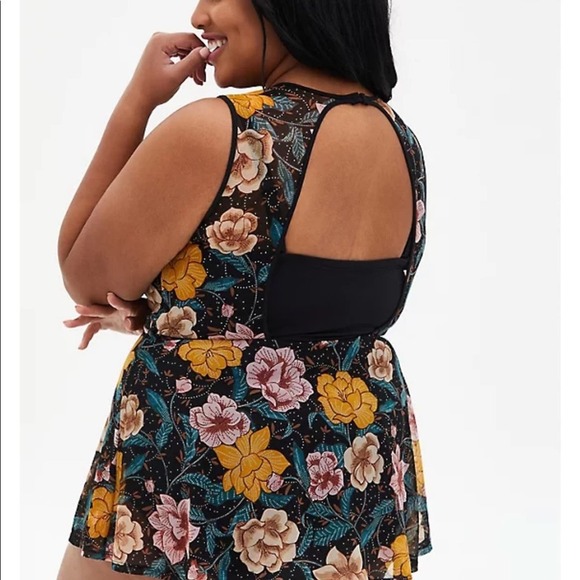 New! Torrid sz 4 Floral Swim Bathing Suit 4X - Picture 2 of 4